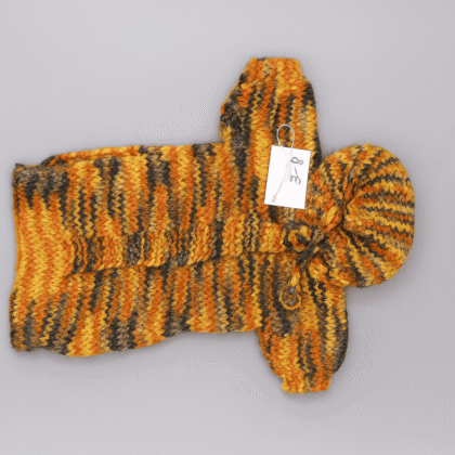 Handgestrickte Puppen-Strampelsack in warmen Herbstfarben 20 cm